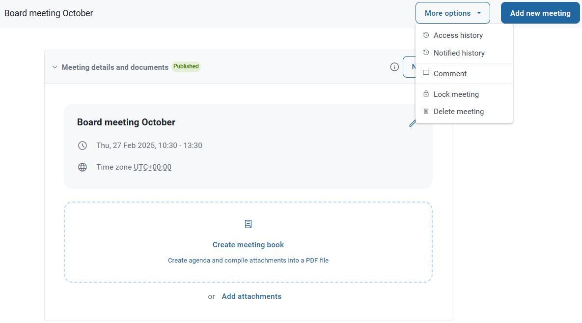 Access history under more options