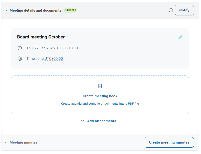 Meeting published notify users