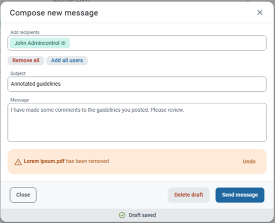 remove attached documents from message