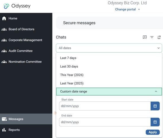 filter messages dates
