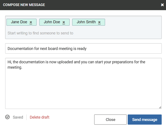 new message with recipients and content