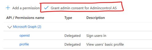 25. Grand admin consent for Admincontrol