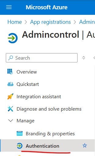 43 Click Authentication in the Manage sections
