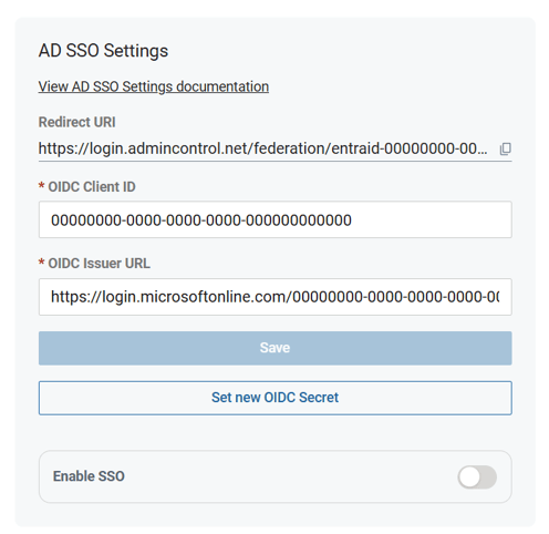 48 Log in to Admincontrol AD Integration setup page