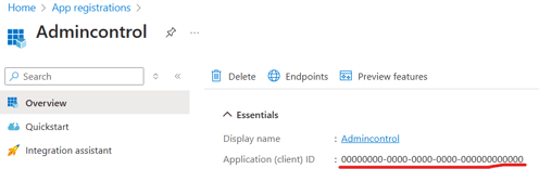 Collect application (client) ID