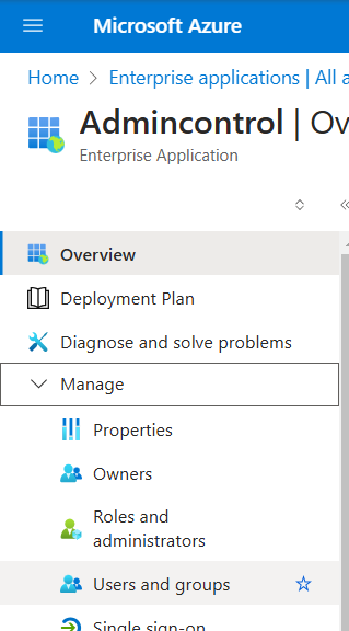 Expand the Manage area and click on Users and groups.
