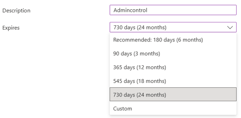 7 Enter description and expiry length