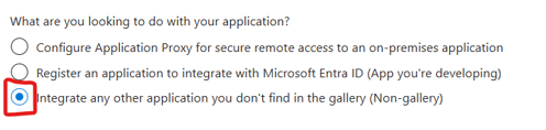 Select Integrate any other application you dont find in the gallery (Non-gallery)