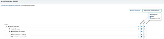 Sélectionner les rôles visibles