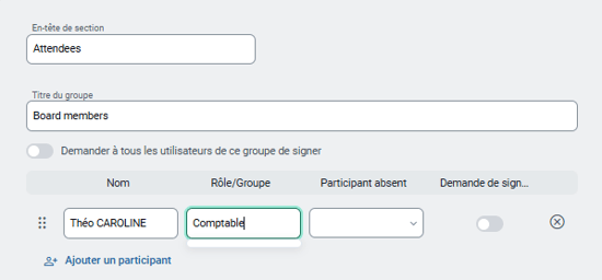 Fonctions d'organisation dans les comptes rendus de réunion
