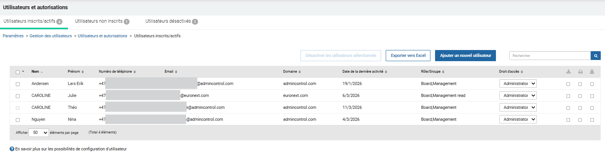 utilisateurs et autorisations