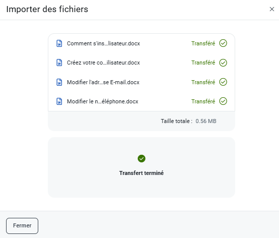 Importation terminé