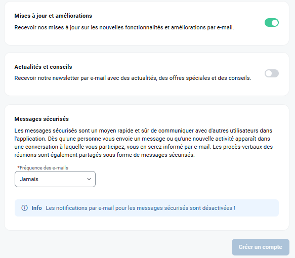 Abonnements aux messages sécurisés