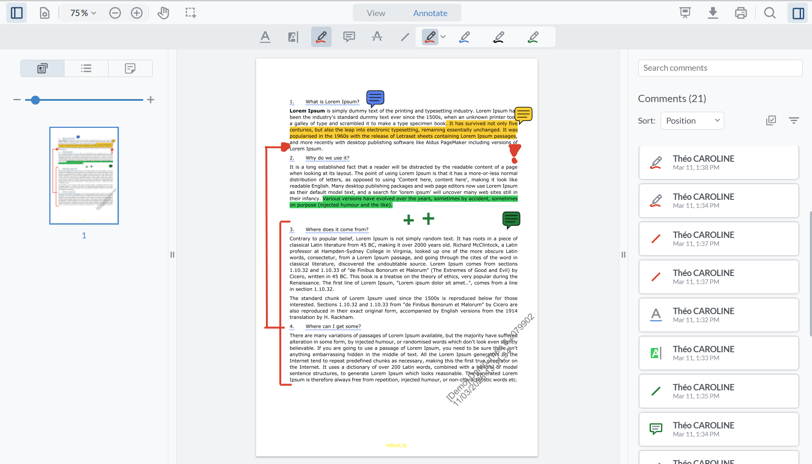 Notes et annotations dans les documents