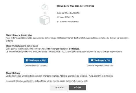 Accès à l'exportation