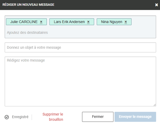 Sélection des destinataires