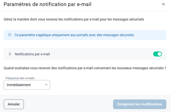 Paramètres de notification