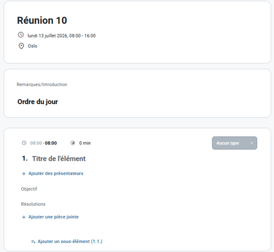 Présentation agenda