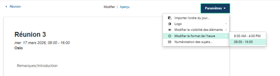 Choisir le format horaire