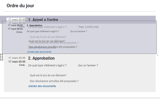 Déplacement des éléments