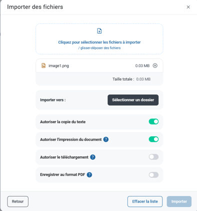Importer un nouveau document