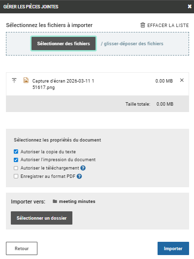 Importer un nouveau document