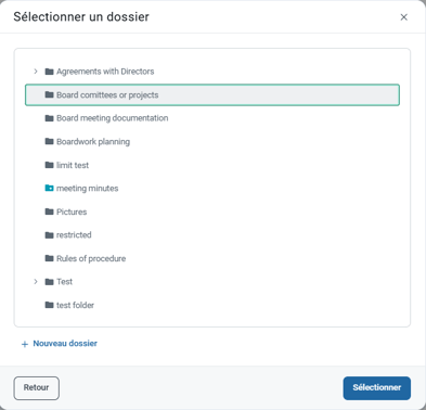 Sélectionnez le dossier d'importation