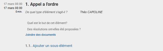 Définir les points de l'ordre du jour