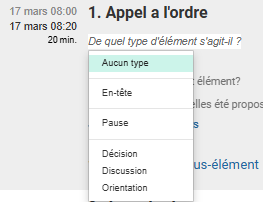 Type de point à l'ordre du jour