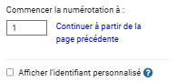 Choisir le numéro de départ des éléments de l'agenda