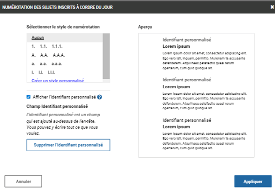 Numérotation manuelle