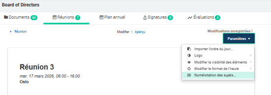 Numérotation des éléments