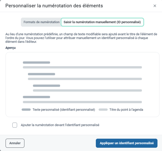 Numérotation manuelle