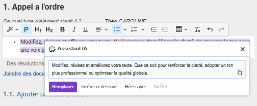 Modification du texte