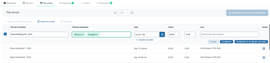 Mise en place des réunions