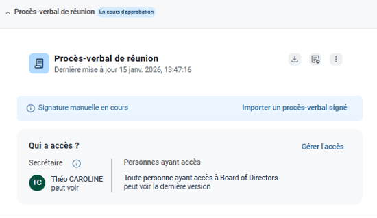 Procès-Verbal En cours d'approbation