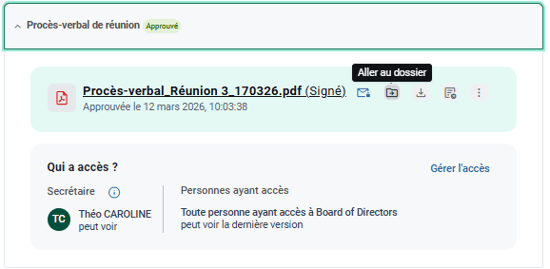 Procès-verbal approuvé dans le dossier
