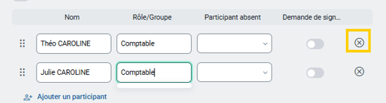 Supprimer un participant