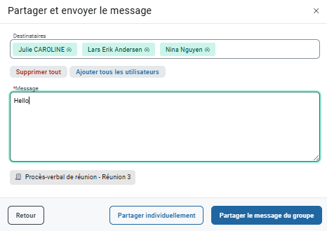 Partager et envoyer le message