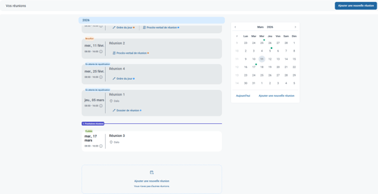Aperçu des réunions
