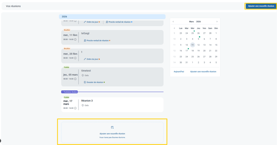Créer une nouvelle réunion