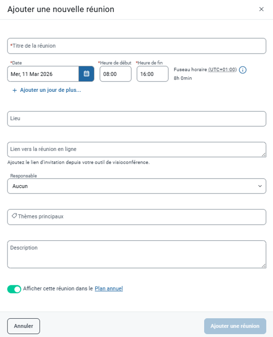 Détails de la réunion