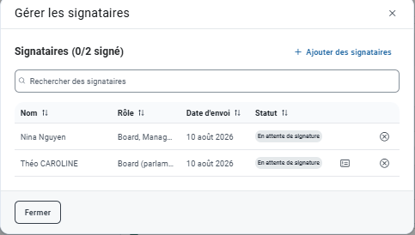 Gérer les signataires