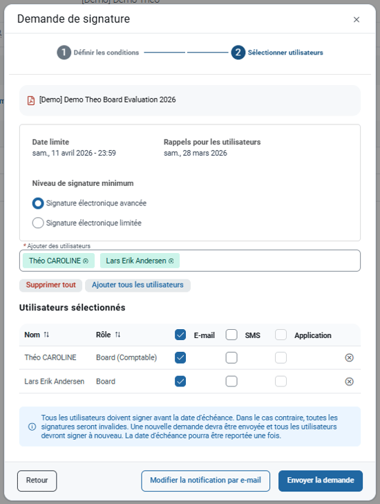 Options de notification