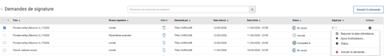 Demandes de signature
