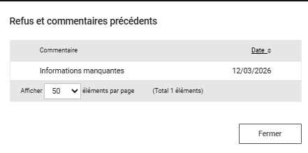 Refus et commentaires précédents