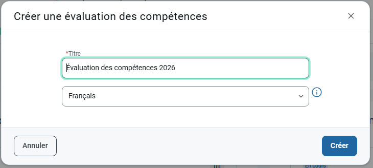 Créer l'évaluation