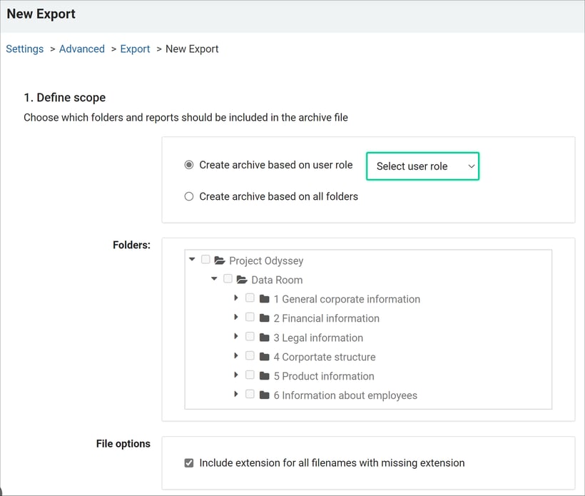 Initiate a New Export