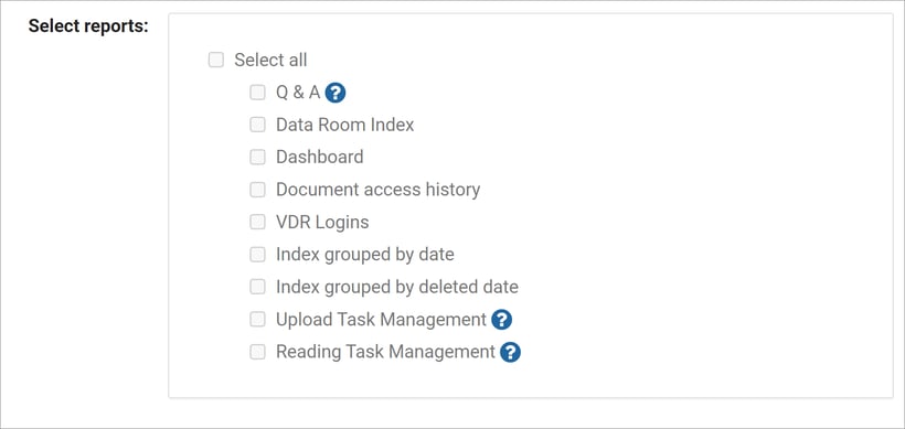 Decide which reports to include.