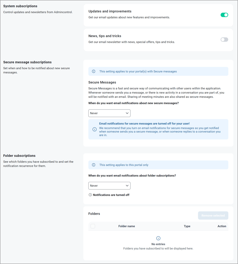BP Settings Personal Emails and notifications Crop
